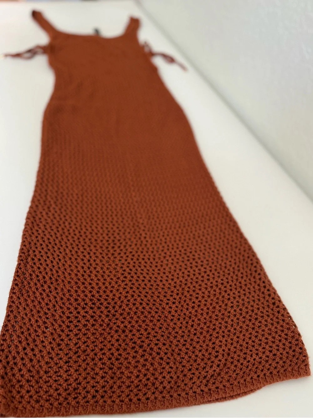 NWT Victoria's Secret Rust Open-Knit Swim Coverup with Side Ties